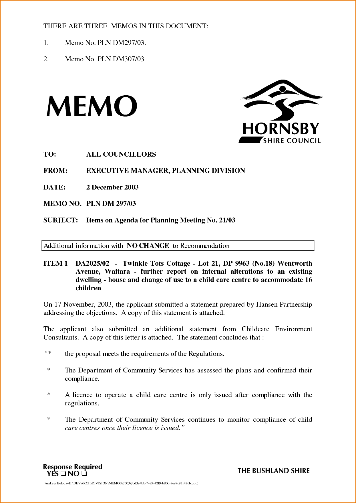 memo format 14