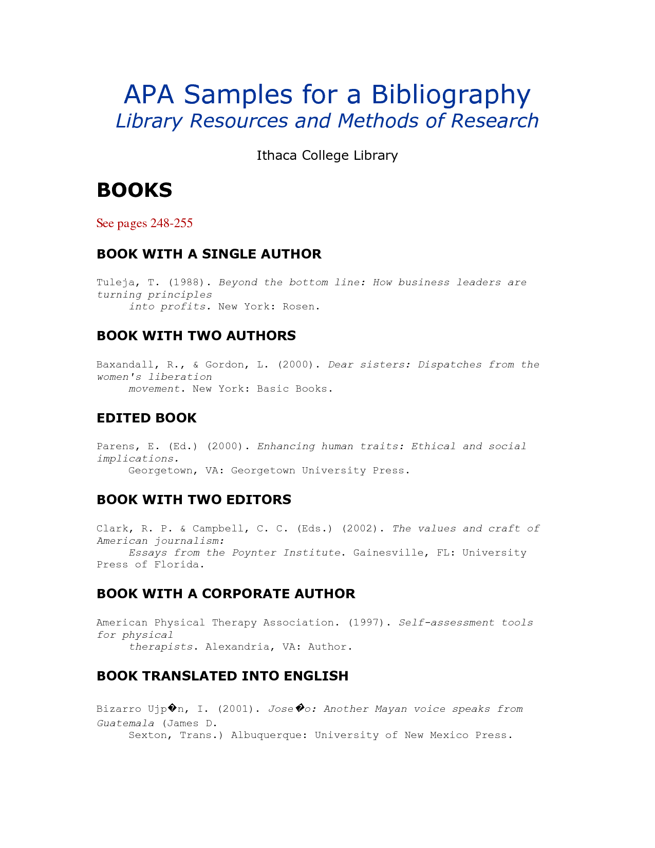 apa format reference page