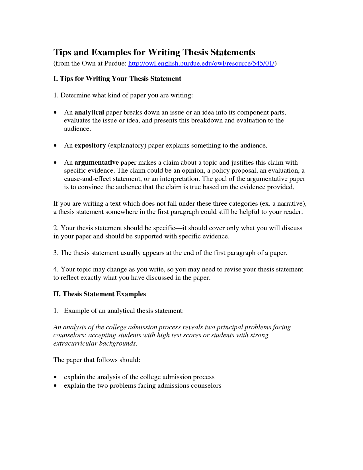 Thesis essay examples