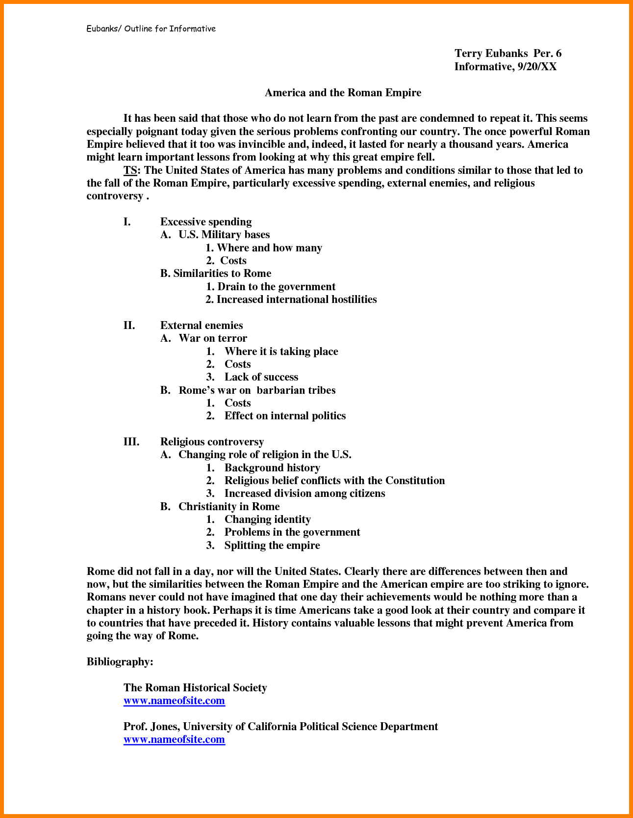 Informative speech outline template word Informative speech outline template word picture