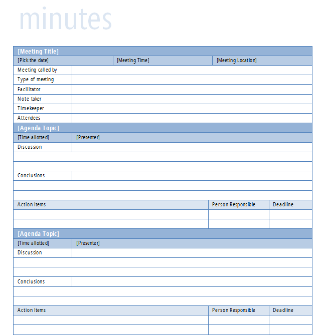 Template For Meeting Notes