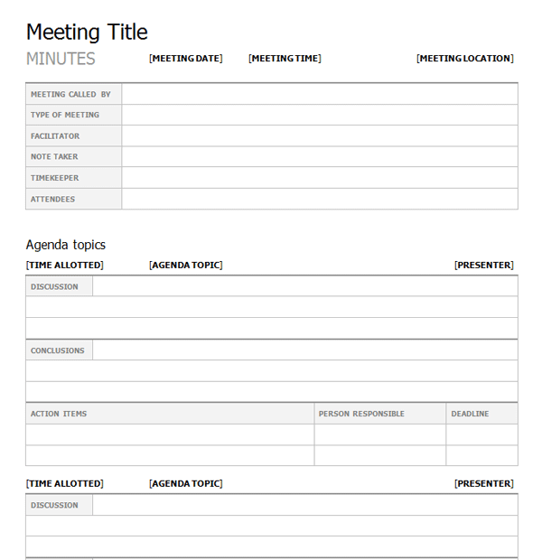 meeting minutes template 19