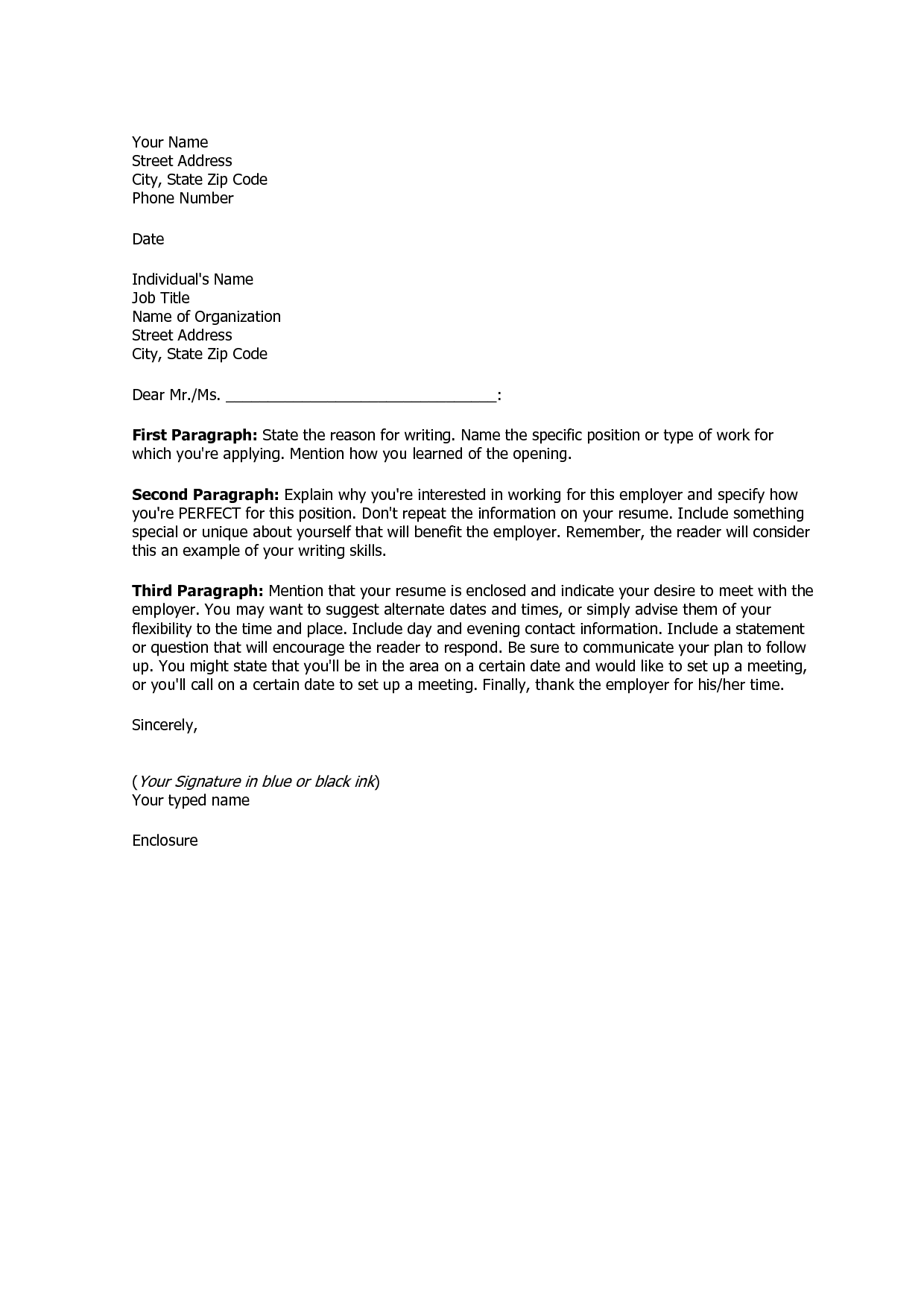 Basic Cover Letter for a Resume