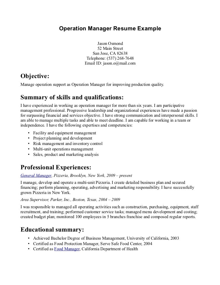 Resume Summary Examples