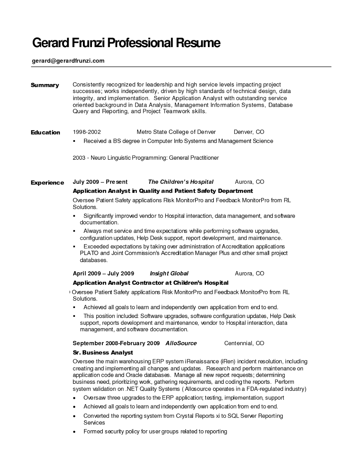 Resume Summary Examples