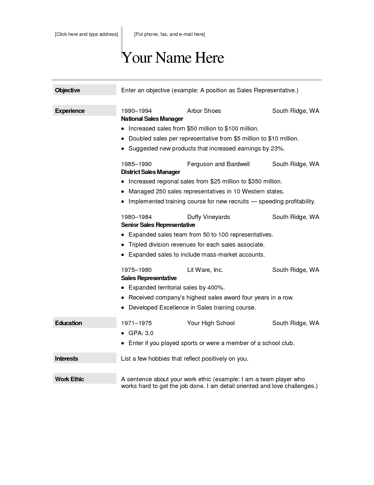 free downloadable resume templates