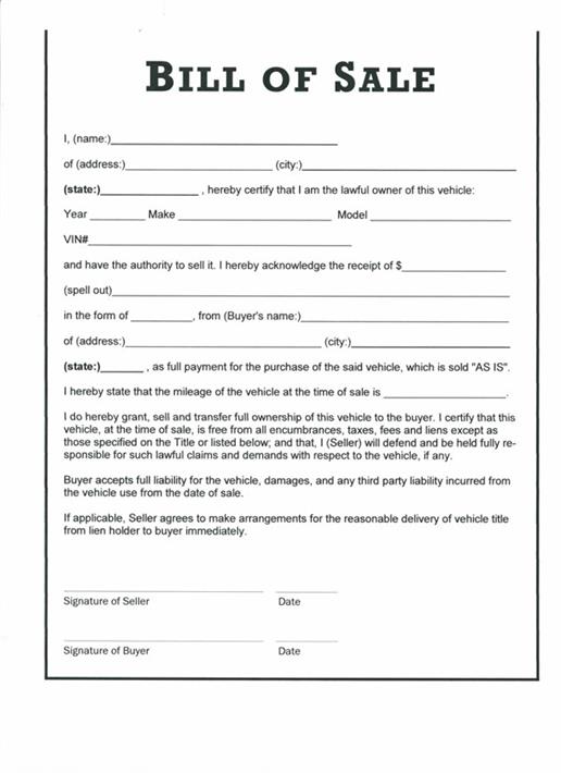 free printable notarized bill of sale