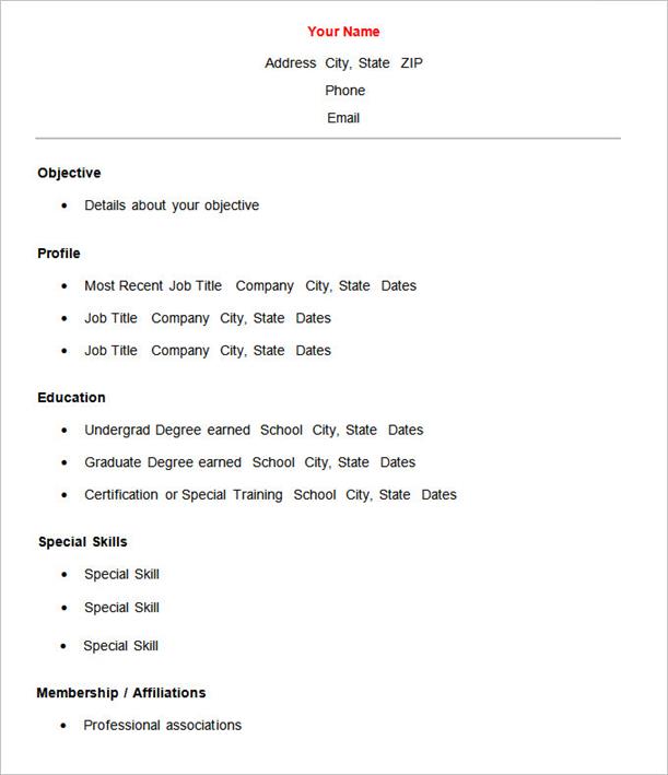 Simple Resume Format Download In Ms Word For Job Simple Resume Format