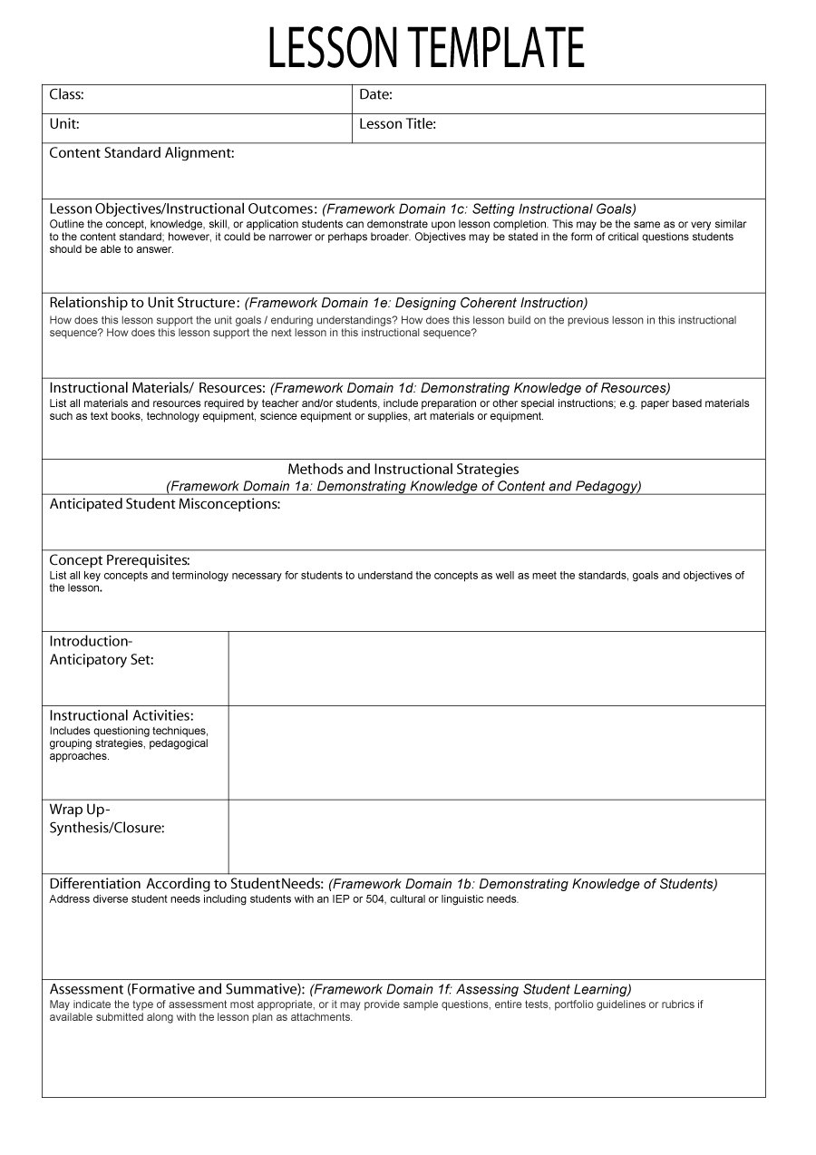46+ Formal Lesson Plan Template PNG - Infortant Document
