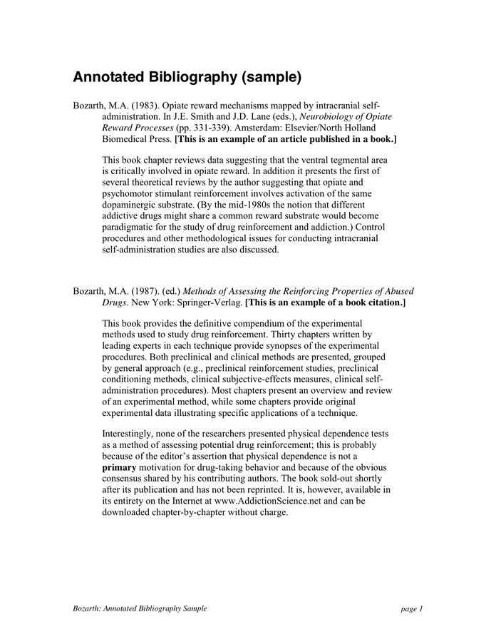 Annotated bibliography example book