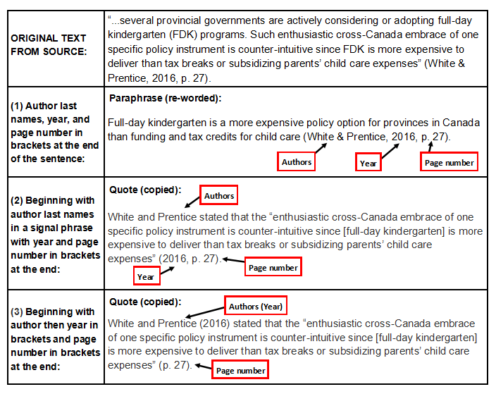 apa format example in text citation website