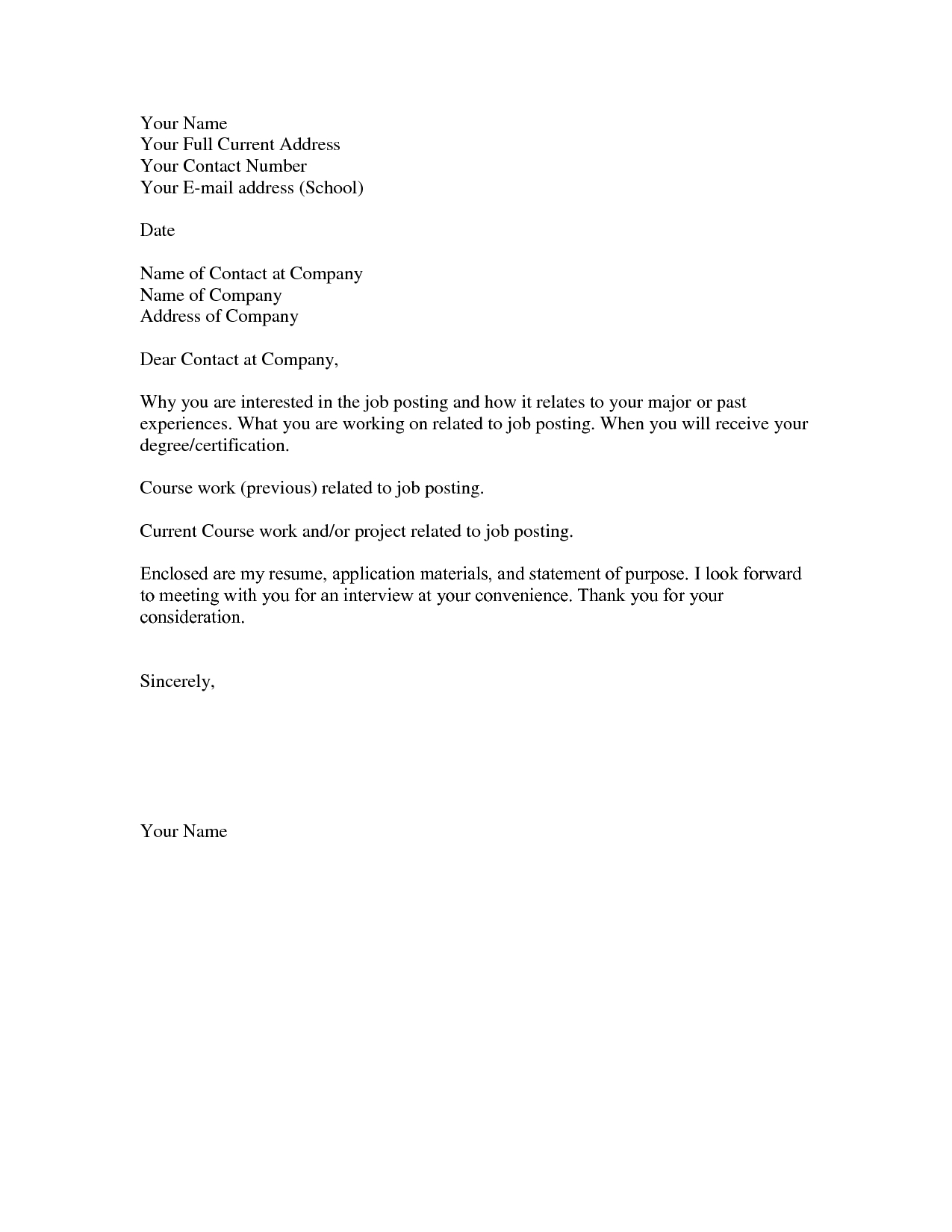 Basic Cover Letter for a Resume