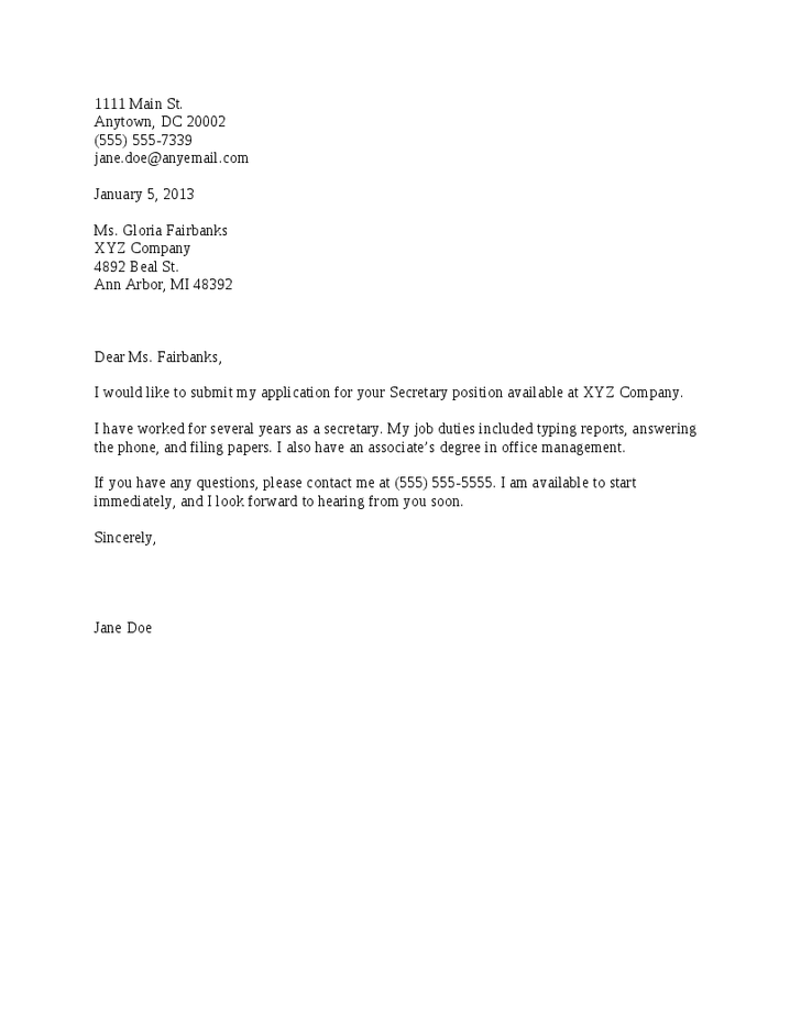 Basic Sample Cover Letter Template - Online Cover Letter ...