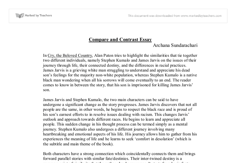 writing a compare contrast essay example