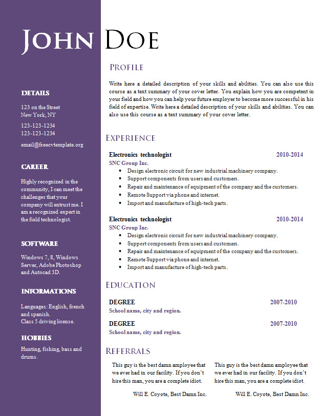 How To Make A Cv Template On Microsoft Word