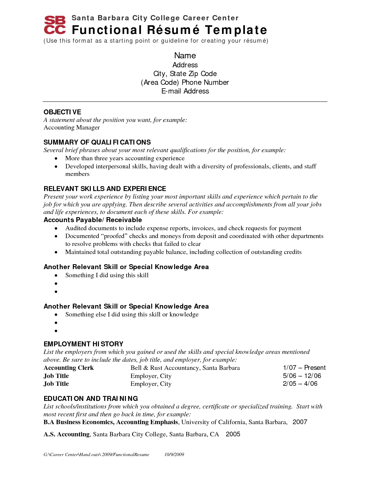 resume sample for employment
