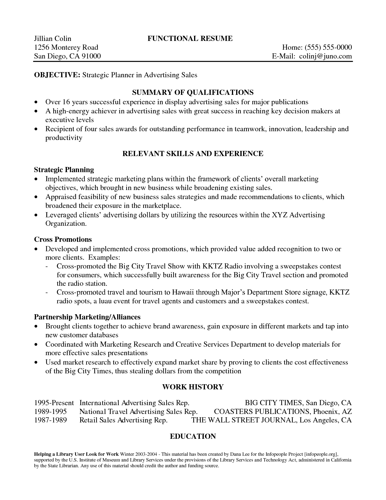 Summary of qualifications sample for resume October 17