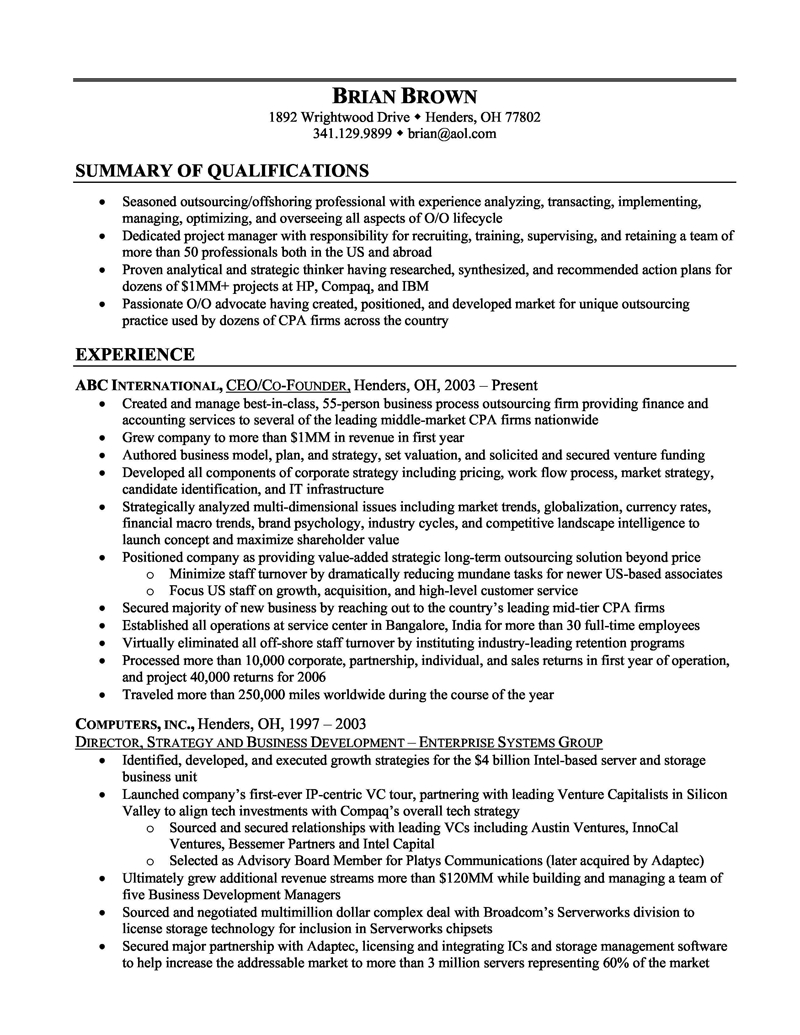 Resume Summary Examples