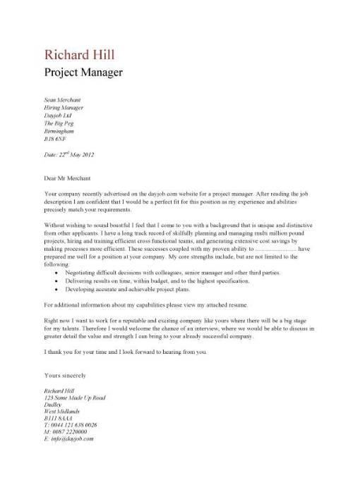 Cover Letter Sample for a Resume