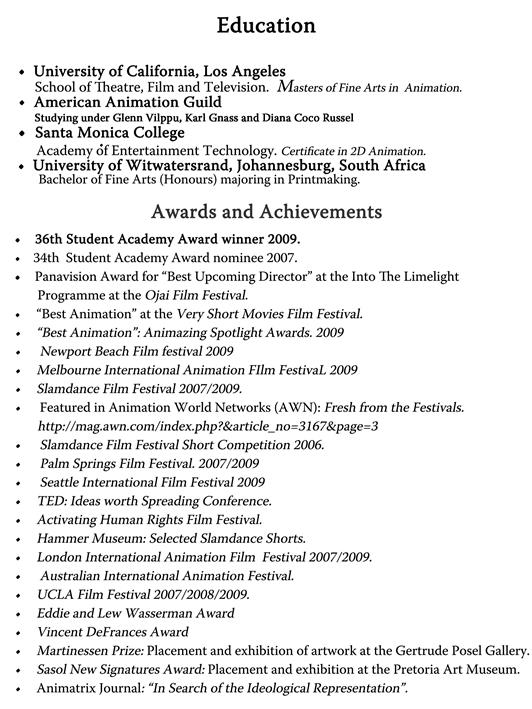 Achievement Resume