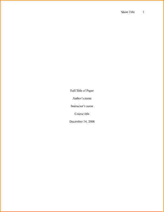 Apa Style Cover Page Template Online Cover Letter Library