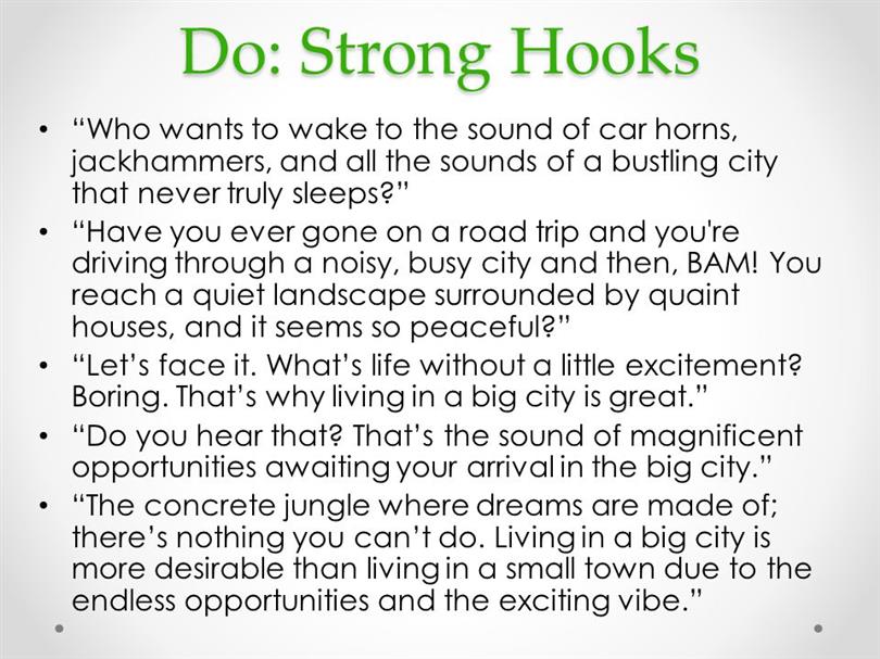 Good Hook Examples For An Essay At Vicki Newbern Blog