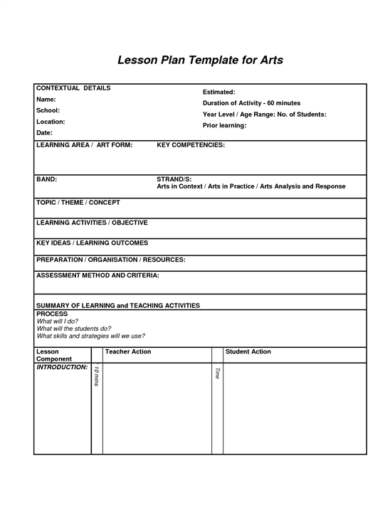 Points to note in Lesson Plan Template